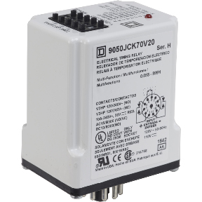 Schneider Electric Multi-Function Timer; 24VAC/DC; 0.05s - 999h Time Range; DPDT; 10A; 11-Pin Mount; Onboard Adjustment